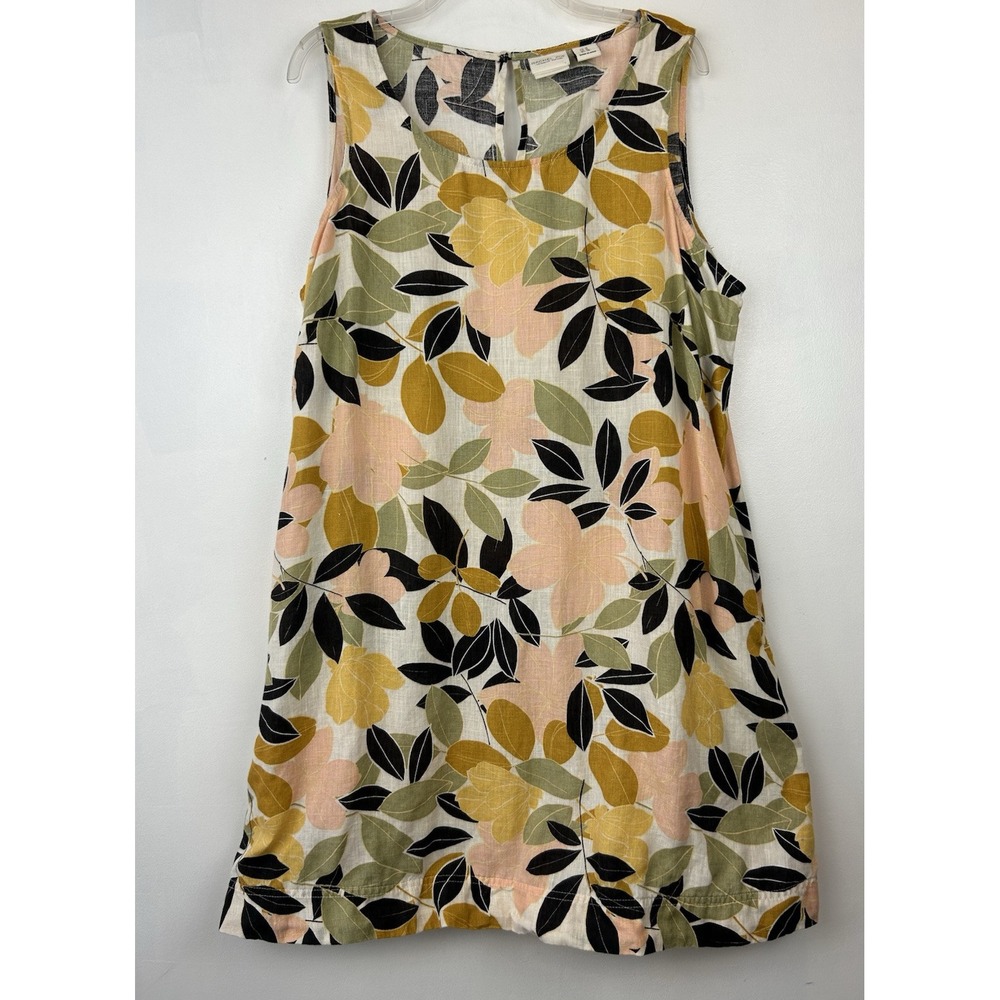 Rachel Zoe Mini Dress Women 1X Linen Sleeveless Pockets V Neck Tropical Vacation